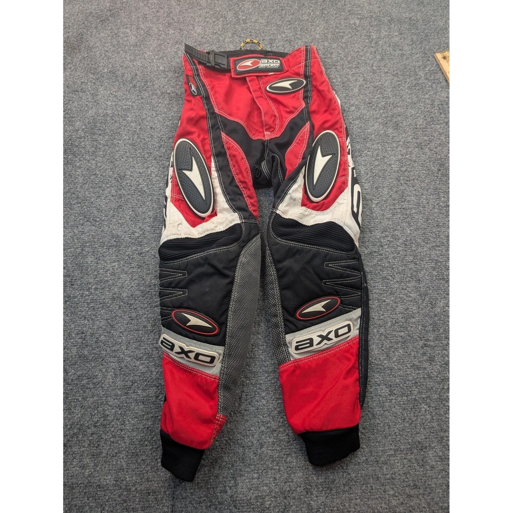 AXO Sport Pants Youth 20 Red Black‎ Motocross MX Off Road Riding Gear Padded